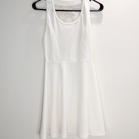 Lacy Back Short White Dress - Picture 1 of 6